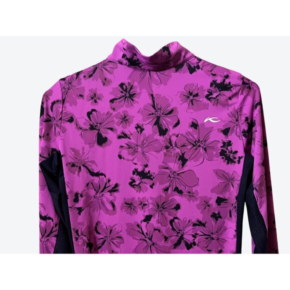 Kjus Women's XS 34 Long Sleeve 1/4 Zip Sport Fit Kingsbarns Vented Floral Top - Picture 4 of 7